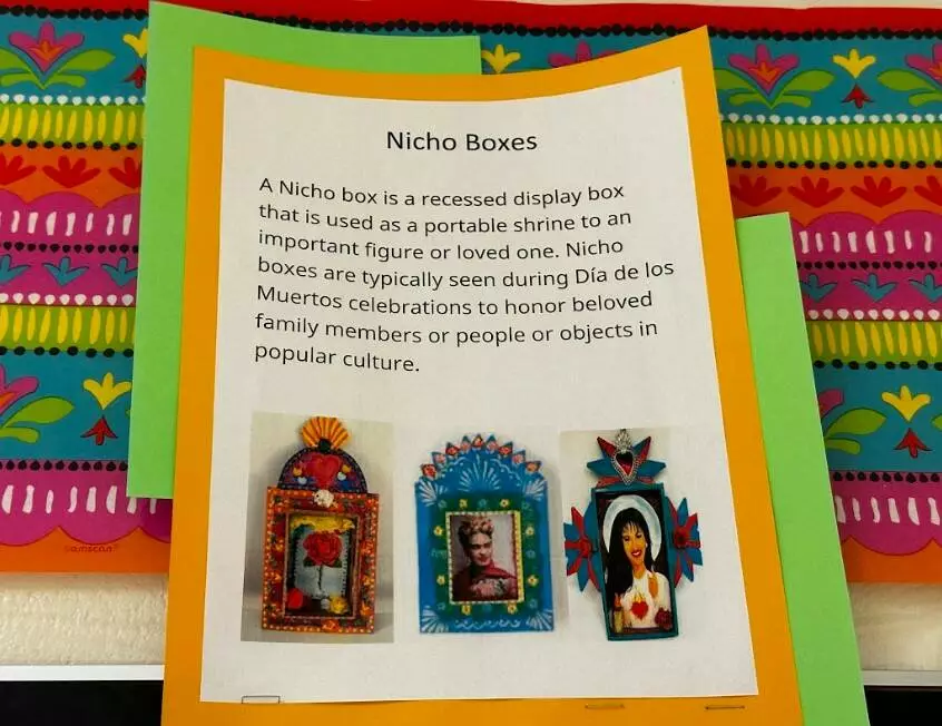 This sign in the hallway explains what a nicho box is.