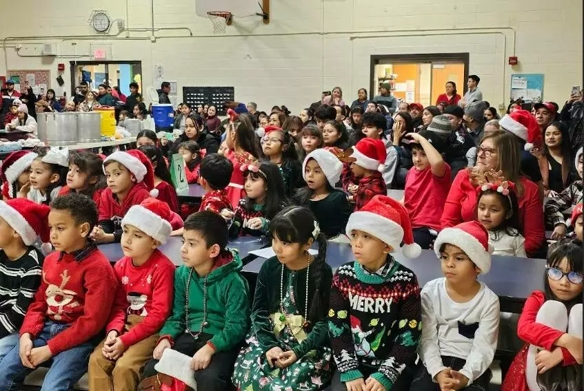 Students wait excitedly to perform. 