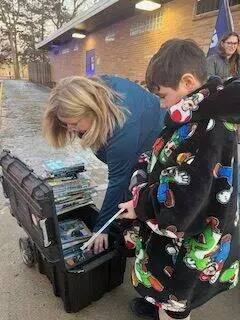 Families selected free books from the Villa Park Public Library