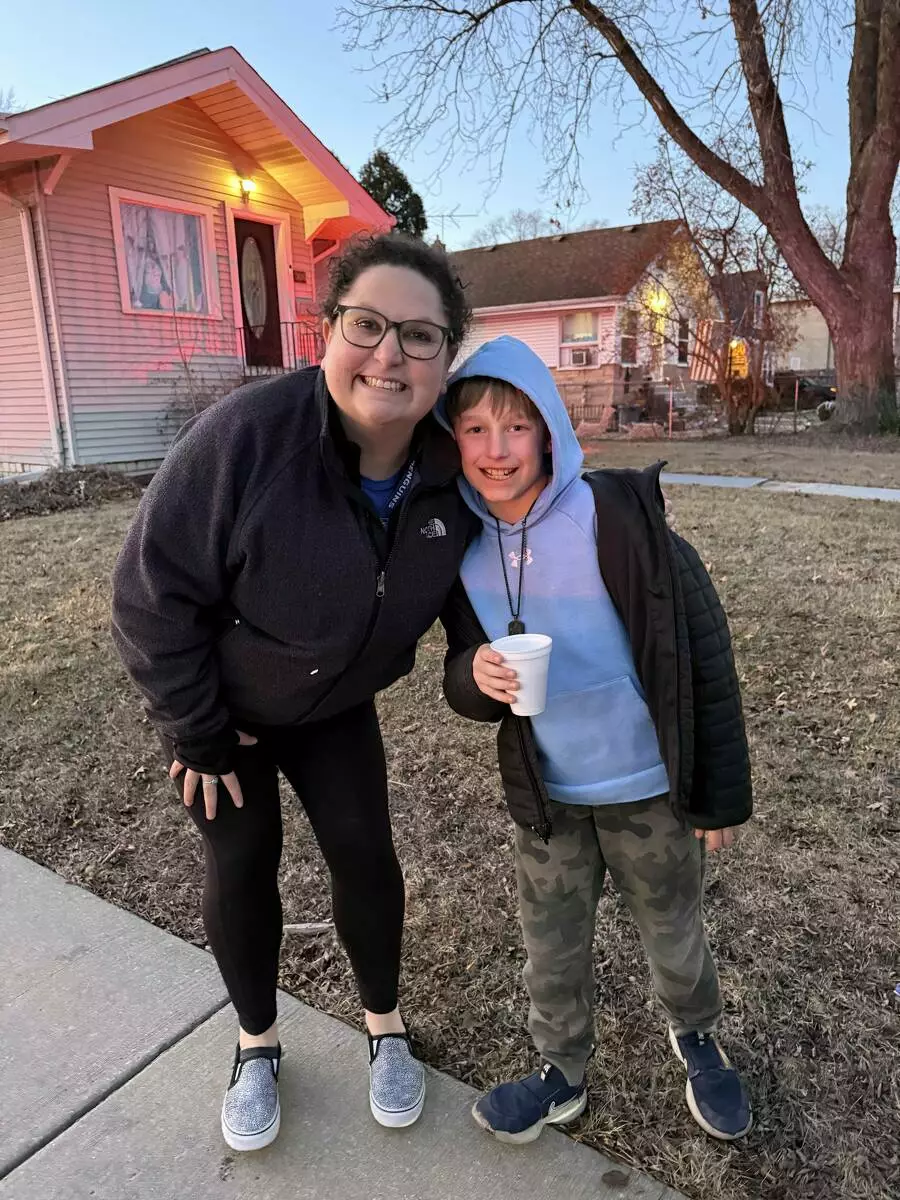 Mrs. Scheele enjoyed hot cocoa with her student