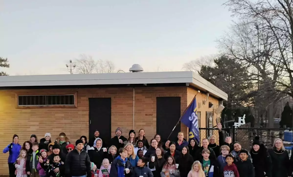 Families & staff at our first stop