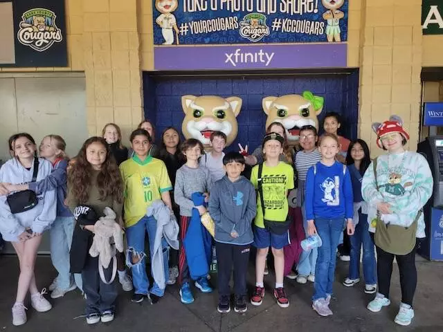 Our Safety Patrol students, ready to watch a Kane County Cougars game!