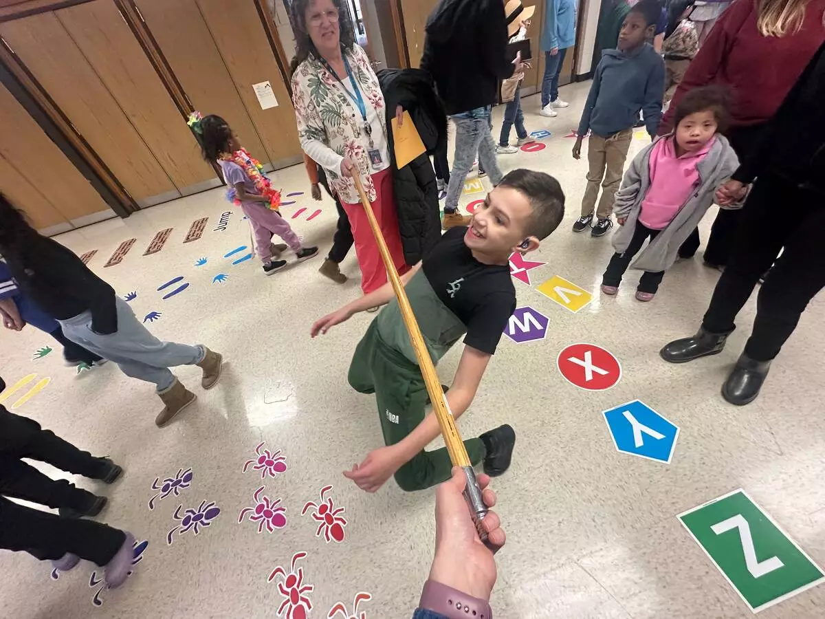 One student challenges himself to be flexible!